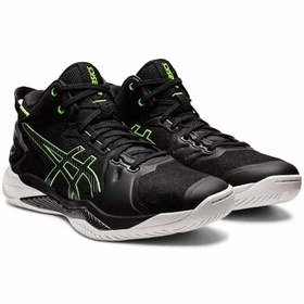 تصویر کتونی والیبال اسیکس ژل برست 26 مشکی سبز Asics Gel Burst 26 Black Green 