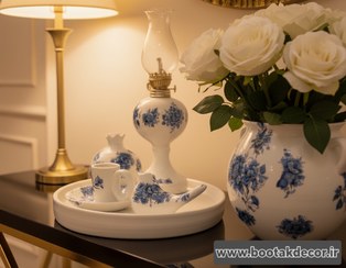 تصویر ست رومیزی و دکوری قلم آبی کد ۸۸۰۰ 