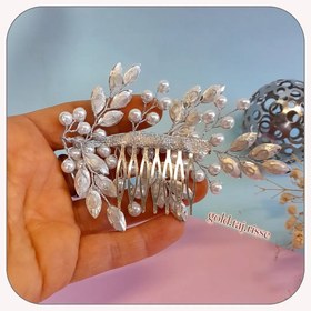 تصویر بغلسری شونه دار با ترکیب سنگ رزین درجه یک و مرواید اصل - مشکی 