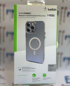 تصویر قاب کاور گوشی بلکین (Belkin) شفاف اورجینال مگ سیف دار iphone 16 pro max 