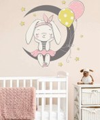 تصویر برچسب دیواری اتاق خواب کودک طرح خرگوش ناز 