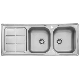 تصویر سینک ظرفشویی استیل البرز مدل 301 روکار دو لگنه 