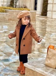 تصویر پالتو فوتر شتری دخترانه چهار دکمه - کرم / ۴۰ 