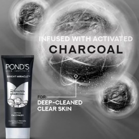 تصویر فوم شستشو صورت پوندز کنترل کننده چربی پوست با زغال چوب فعال 100 گرم | Pond's activated charcoal 