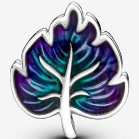 تصویر چارم مهره‌ای برگ سبز و بنفش پاندورا Pandora Purple & Green Leaf Charm