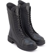 تصویر نیم بوت زنانه چرمی شیما کد xx534 مشکی 