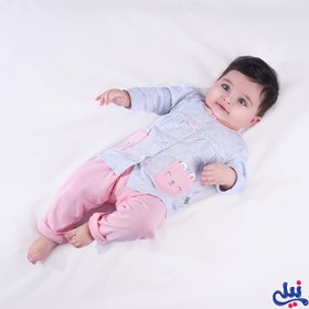 تصویر بلوز جلو دکمه دار (مانتو) آستین بلند نوزاد دخترانه طرح لاولی نیلی Nili Lovely Nili Lovely Baby Girl Front Open Shirt