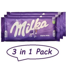 تصویر شکلات تخته‌ای میلکا طعم شیری، بسته 3 عددی Alpine Milk Milka Chocolate bar, 3 in 1