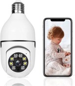 تصویر 1080P Wireless Tovnet Wifi Pan/Tilt Light Bulb Security Camera, 360 Degrees 3.0MP Cam Home Surveillance CCTV Panoramic IP Camera, with Night Vision, Two Way Audio, Smart Motion Detection 