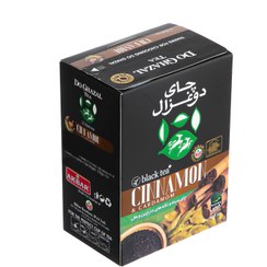 تصویر چای دو غزال سیاه 100 گرمی با تکه های دارچین و گل محمدی 