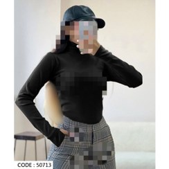 تصویر بلوز فانریپ پنبه یقه اسکی کد ۷۲۲ - مشکی 