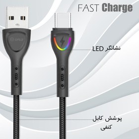 تصویر کابل شارژ اورجینال لایتنینگ مدل GHFUZE فست شارژ 3 آمپر LEDچراغ دار 