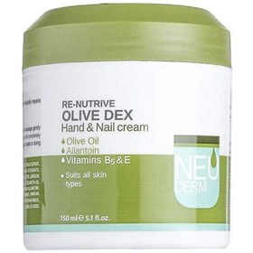 تصویر کرم دست و ناخن نئودرم رینوترتیو الیو دکس کاسه‌ای حجم 150 میلی‌لیتر Neuderm Re-nutrive Olive Dex Hand and Nail Cream 150ml