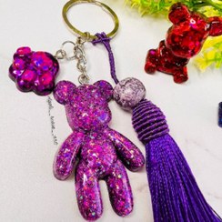 تصویر جاسوئیچی خرس ولنتاین - آبی / نقره ای / خرس ایستاده 