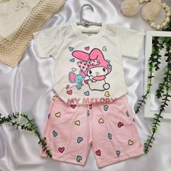 تصویر ست تیشرت شلوارک دخترانه ملودی جنس نخ پنبه 