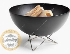 تصویر آتشدان سه بعدی هیزمی با گریل و صفحه سرخ کن 