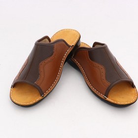 تصویر صندل مردانه چرم طبیعی کد 045 رنگ عسلی - 4 mans leather sandal code 045 honey color