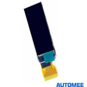 تصویر نمایشگر OLED تک رنگ آبی 0.91 اینچ دارای ارتباط SPI و چیپ درایور SSD1306 با کابل فلت 15 پین 