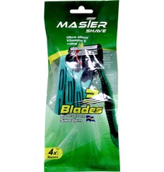 تصویر خودتراش سبز با سری متحرک 3تیغه بسته 4 عددی مستر شیو Master Shave 3Blade Green 4Pcs