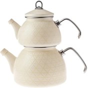 تصویر کتری و قوری لعابی کاراجا کریستال karaca kristal - مشکی Karaca çaydanlik