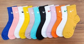 تصویر پک 12 جفتی جوراب زنانه نیم ساق(100% نخ پنبه سوپر شانه شده) Nike 