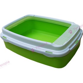 تصویر ظرف خاک گربه لبه دار با بیلچه Unique Cat Litter Tray with Rim