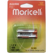 تصویر باتری نیم قلمی شارژی موریسل 900 میلی آمپر Moricell AAA Battery 