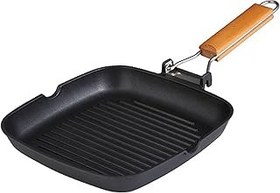 تصویر Bergner Renberg Wood Grill Pan 24 سانتی متر ساخته شده از آلومینیوم تاشو ارگونومیک چاشنی لوازم جانبی آشپزخانه آسان برای تمیز کردن و مناسب برای همه اجاق گاز BERGNER Renberg Wood Grill Pan 24 cm Made of Cast Aluminium Ergonomic Folding Handle Kitchen Accessories Easy to Clean and Suitable for All Cookers