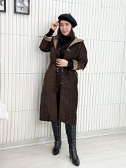 تصویر پالتو مخمل کلاهدار دالالی (051699) 