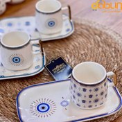 تصویر سرویس قهوه خوری آجار ۱۲ پارچه طرح چشم نظر 