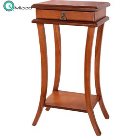 تصویر میز تلفن، میز تلفن چوبی مدل سارینا، دارای پایه های بلند، دارای کشویی برای نگه داری وسایل کوچک، سطح پایینی میز برای نگه داری وسیله دکوری، کد 192 