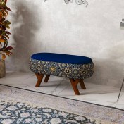 تصویر پاف نیمکتی نقش آکام چوب طرح سلین سایز 90 