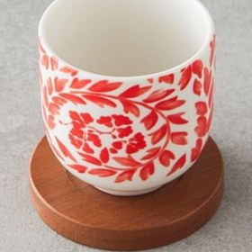 تصویر ماگ سرامیکی همراه استند چوبی انگلیش هوم مدل Carnival Flower سایز 110 میل Ceramic With Wooden Stand Mug 110 ml Orange