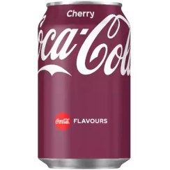 تصویر نوشابه قوطی دانمارکی کوکاکولا Coca Cola Cherry با طعم گیلاس 355 میل 