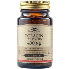 تصویر مکمل فولاسین (اسید فولیک) 400 میلی گرم برند سولگار 100 عدد Solgar Folic Acid (folacin) 400 Mcg