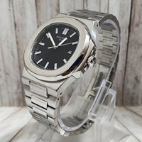 تصویر ساعت مچی مردانه پتک فیلیپ patek philippe مدل ناتیلوس 8058 سیلور صفحه مشکی 