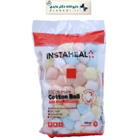 تصویر پنبه بهداشتی و آرایشی توپک رنگی اینستاهیل 100 گرم Hygienic cosmetic cotton balls colored instaheal 100 g