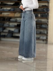 تصویر شلوار جین زنانه فول بگ زرشکی سایز ۳۶ تا ۴۶ 