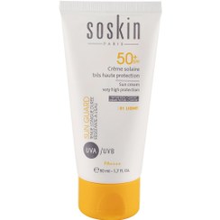 تصویر کرم ضد آفتاب رنگی با SPF50 مناسب پوست معمولی حجم 50 میلی لیتر ساسکین Soskin SPF50 Sunscreen Cream For Normal Skin 50 ml