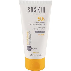 تصویر کرم ضد آفتاب رنگی با SPF50 مناسب پوست معمولی حجم 50 میلی لیتر ساسکین Soskin SPF50 Sunscreen Cream For Normal Skin 50 ml