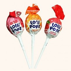 تصویر آبنبات چوبی روشن مخلوط چند میوه بسته 48 عددی roshen lollipops fruit mixed 48pcs