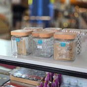 تصویر بانکه شیشه ای درب چوبی 