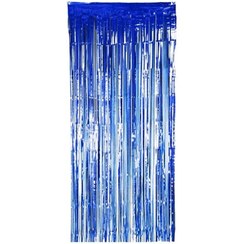 تصویر پرده متالایز آبی تیره لی لی بالن 