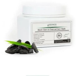تصویر ماسک خاک رس سیاه و ذغال اکتیو هرموس حجم ۳۰۰ گرم پاکسازی و لایه بردار 