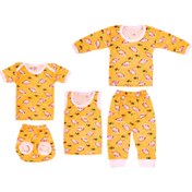تصویر ست 5 تکه لباس نوزادی مدل فیل بادکنکی کد 3 رنگ زرد 