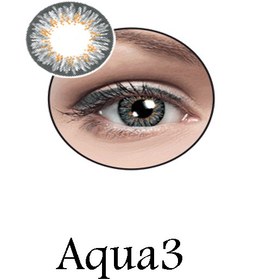 تصویر لنز رنگی چشم آبی عسلی لاکی لوک مدل ۳ Aqua 