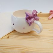 تصویر ماگ سرامیکی پاپیونی بنفش 