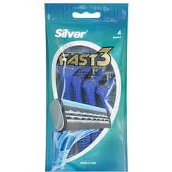 تصویر خود تراش سیلور (Silver) مدل Fast3 بسته 4 عددی تیغ اصلاح