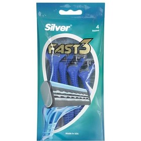 تصویر خود تراش سیلور (Silver) مدل Fast3 بسته 4 عددی تیغ اصلاح