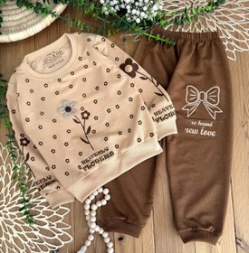 تصویر بلوز و شلوار تک گل کرم رنگ 